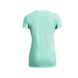 Remera Under Armour Tech para mujer, color coral con textura jaspeada y logo en el pecho.
