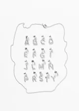 Collar de plata 925 con cadena de eslabones finos y dije con la letra 'A' incrustada con circonias.