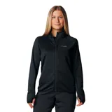 Campera polar técnica de la línea Titanium de Columbia, color negro. Presenta cierre frontal completo, cuello alto, bolsillo con cierre en el pecho y mangas largas con orificios para los pulgares en los puños. Confeccionada con tecnología Omni-Wick para gestión de la humedad y costuras planas para mayor confort.