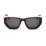 Lentes de sol Mr Boho modelo Madalena, con montura de carey, borde superior color crema y lentes grises.