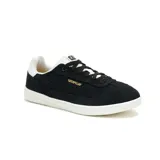 Zapatillas Caterpillar Pause Retro para hombre, color negro con detalles en blanco. Capellada de gamuza, forro reciclado, plantilla de espuma EVA, suela de goma resistente y ajuste con cordones.