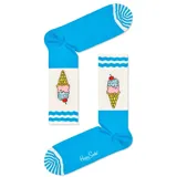 Medias Happy Socks de algodón con diseño de helados en colores celeste, rosa y amarillo sobre fondo blanco.