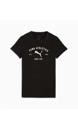 Remera Puma de corte ajustado y manga corta en color crudo, con estampado frontal gráfico "Puma Athletics Since 1948" en tono gris.
