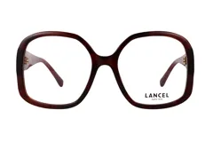 Armazón de anteojos Lancel modelo 90095, con diseño de marco cuadrado grande en acetato color carey oscuro.