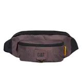 Riñonera Caterpillar modelo Raymond Waist Bag, color marrón con patrón geométrico triangular, compartimento principal con cierre, bolsillo frontal con cierre y parche engomado con el logo de la marca.