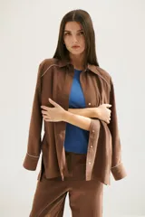 Remera manga 3/4 color celeste.