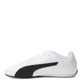 Championes Puma modelo Catch, de diseño urbano en color negro con detalles en blanco. Presentan cierre con cordones, logo de la marca en el lateral y en la puntera, y suela de perfil bajo.