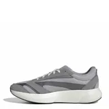 Championes deportivos Adidas modelo Light Shift 2.0, color gris con detalles en blanco. Presentan una combinación de malla y gamuza, con las icónicas tres tiras laterales y tecnología de amortiguación Lightmotion en la entresuela.