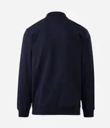 Buzo de algodón color azul marino, de manga larga y cuello polo con botones. Presenta puños y bajo ajustados.