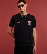 Remera negra de algodón con estampado de un auto de carreras y texto "Motor Sport World Champion Team Adrenaline Birmingham Grand Prix".