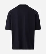 Remera boxy de algodón color negro, con cuello mock neck y mangas cortas, marca Blue Steel.