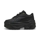 Championes Puma Karmen X-TRA color negro con plataforma gruesa y detalles dorados.