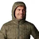 Campera acolchada Columbia Delta Ridge II Down Omni-Heat color verde militar, con capucha, cierre frontal completo y bolsillos laterales con cremallera.