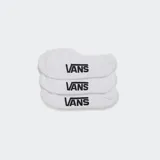 Pack de tres pares de medias invisibles blancas con logo Vans en negro.