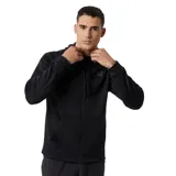 Campera New Balance negra con capucha y cierre completo. Confeccionada con tecnología NB HEAT que ayuda a mantener el calor y elimina la humedad.