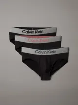 Pack de tres slips Calvin Klein confeccionados en microfibra suave. Presentan un diseño de talle medio con cintura elástica distintiva de la marca y logo estampado en contraste.