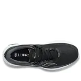 Championes Saucony Guide 15 para hombre, color negro con detalles en gris y blanco. Diseñados para running, ofrecen amortiguación PWRRUN, tecnología HOLLOW-TECH y ajuste FORMFIT.