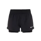 Short deportivo Nike de mujer color negro, con cintura elástica, calza interior y logo estampado en el lateral.
