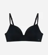 Soutien básico de microfibra color marrón, con relleno triangular suave, sin aro, con detalle en los laterales, espalda doble y tirantes finos regulables.