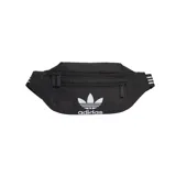 Riñonera Adidas modelo Adicolor Classic, color negro con el logo del trifolio y la inscripción de la marca estampados en blanco en el frente. Cuenta con dos compartimentos con cierre y correa ajustable.