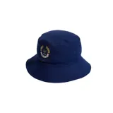 Gorro tipo bucket Adidas color azul marino con logo bordado en dorado y blanco.