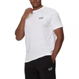 Remera Emporio Armani EA7 de manga corta y cuello redondo, color beige, con pequeño logotipo impreso en el pecho.
