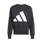 Buzo deportivo Adidas de hombre, color negro con gran logotipo de las tres barras en blanco estampado en el pecho, cuello redondo y puños y cintura elásticos acanalados.