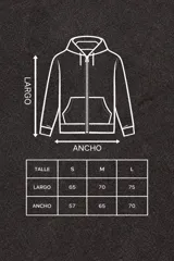 Campera con capucha y cierre frontal completo, confeccionada en algodón de alto gramaje. Presenta un diseño minimalista con bordado en el pecho y corte oversize.