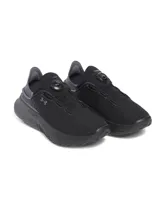 Championes deportivos Under Armour con sistema de ajuste BOA, entresuela extragrande con amortiguación UA Flow y talón convertible para modo carrera o recuperación. Presentan un diseño en color negro con estampado degradado en la mediasuela y tecnología Iso-Chill en el interior.