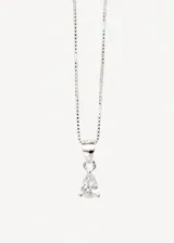 Collar de plata 925 con cadena veneciana y dije de zirconia en forma de lágrima.