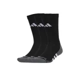 Pack de tres pares de medias deportivas Adidas Climacool Performance, color negro con detalles en gris en la puntera y el talón. Presentan el logo de Adidas en la parte superior y tres rayas blancas en el talón.
