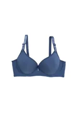 Soutien armado con copa preformada y aro, confeccionado en microfibra de color azul. Cuenta con breteles elásticos ajustables y cierre trasero con broche multiposición.