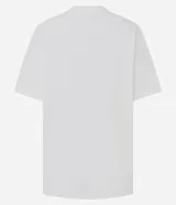 Remera de corte boxy en algodón, color blanco con estampa artística de ángeles en escala de grises. Presenta cuello redondo y mangas cortas.