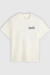 Remera de manga corta y cuello redondo Levi's de corte relajado, color blanco, con pequeño logotipo impreso en el pecho y diseño estampado en la espalda.