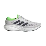 Championes Adidas Supernova 2.0 color gris con detalles en verde y negro, ideales para running.