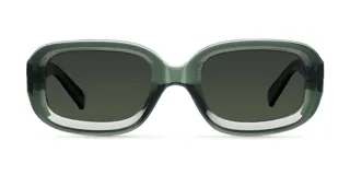 Lentes de sol unisex con armazón verde oliva y lentes polarizadas verdes. Diseño 3D redondeado y protección UV400.
