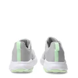 Championes de running New Balance modelo 460, color gris con detalles en verde claro y suela blanca. Presentan diseño de malla transpirable y cierre con cordones.