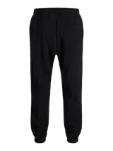 Pantalón de jogging de corte regular, confeccionado en tejido loopback con interior afelpado. Presenta cintura elástica con cordón ajustable y puños acanalados en los tobillos.