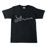 Remera negra de algodón con estampa plastisol de alta calidad.