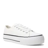 Championes negros de lona con plataforma blanca y cordones blancos.