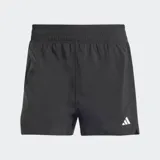 Short de running Adidas negro, tiro alto, con cintura elástica y cordón, confeccionado en tejido técnico 100% poliéster reciclado. Posee bolsillos laterales con cremallera y un bolsillo trasero con cremallera para el móvil.