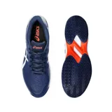 Championes de tenis Asics Gel-Game 9, color azul marino con detalles en blanco y naranja.