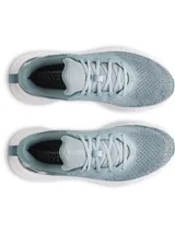 Championes de running Under Armour Infinite, con parte superior de tejido de punto transpirable en tono azul verdoso y entresuela blanca con tecnología de amortiguación UA HOVR.