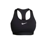 Top deportivo Nike Swoosh de color verde con diseño de espalda nadadora y el logo de la marca estampado en blanco en el centro.