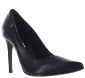 Zapato de tacón alto Bottero, color negro, con punta fina y detalle de logo metálico en el lateral.