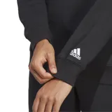Buzo negro de felpa Adidas Essentials Linear con logo blanco estampado en el frente.