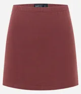 Short pollera ajustado color marrón, con cintura elástica.