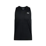 Musculosa deportiva Under Armour modelo Tech, de color negro con el logo de la marca estampado en blanco en el pecho.