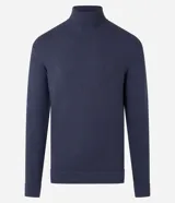 Buzo de corte slim, color negro, con cuello alto y mangas largas, confeccionado en tejido de punto liso.