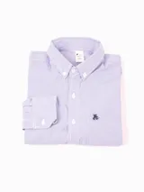 Camisa de hombre a cuadros rojos y blancos, de manga larga y corte clásico.